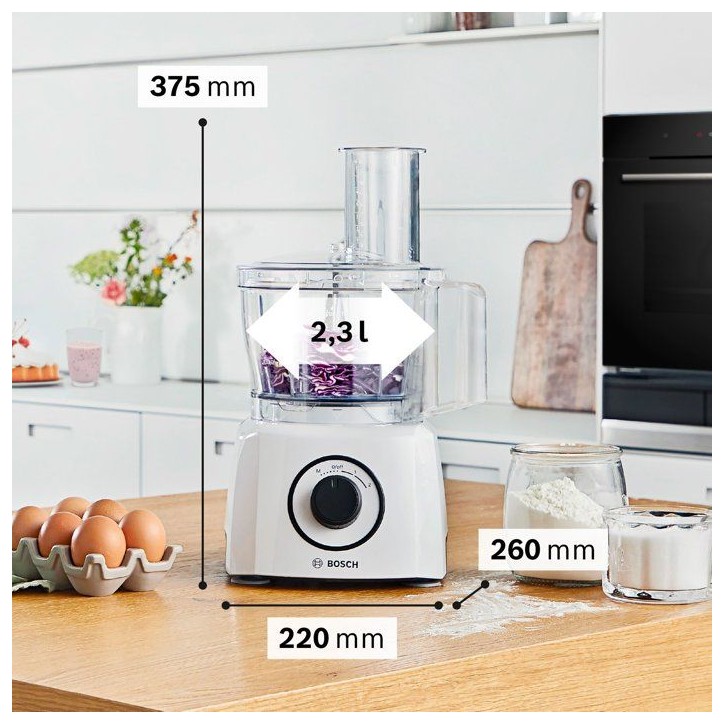 Robot multifonction MultiTalent3 - BOSCH - MCM3230W blanc - 800 W - 2 vitesses et turbo - bol melangeur 2,3 L - blender plastiqu