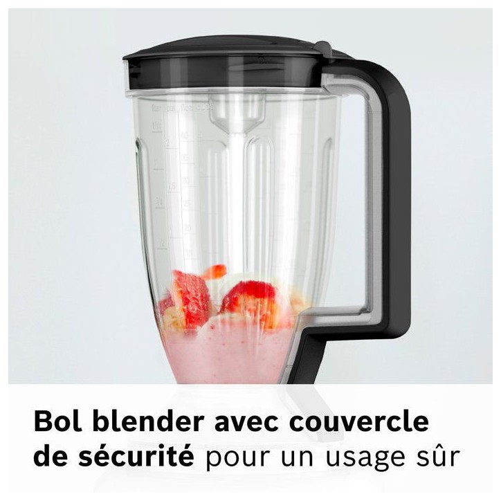 Robot multifonction MultiTalent3 - BOSCH - MCM3230W blanc - 800 W - 2 vitesses et turbo - bol melangeur 2,3 L - blender plastiqu