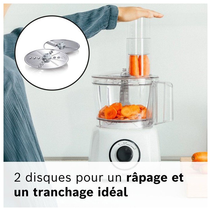 Robot multifonction MultiTalent3 - BOSCH - MCM3230W blanc - 800 W - 2 vitesses et turbo - bol melangeur 2,3 L - blender plastiqu