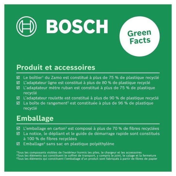 Bosch Télémetre Zamo avec 3 adaptateurs (distance de mesure jusqu'a 25m) Bosch Télémetre Zamo avec 3 adaptateurs (distance de mesure jusqu'a 25m)