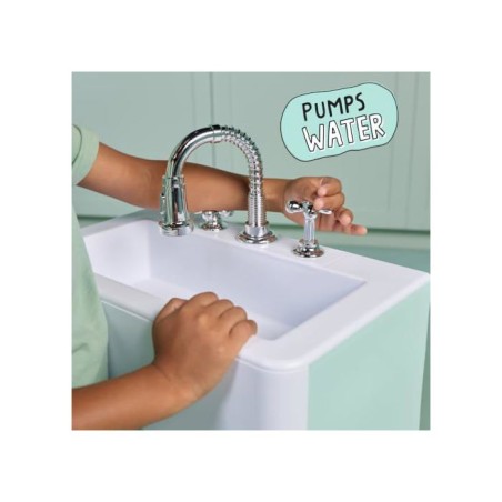 Little Tikes - Sweet Spaces - Évier de cuisine modulaire - Vert d'eau - Robinet fonctionnel - Meuble de rangement - 3 ans