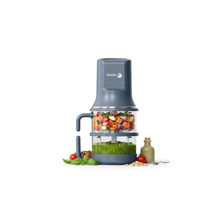 Hachoir électrique - FAGOR - FGH4487 - Double bol 1 L - 450 W - 2 vitesses - 8 lames inox Hachoir électrique - FAGOR - FGH4487 - Double bol 1 L - 450 W - 2 vitesses - 8 lames inox