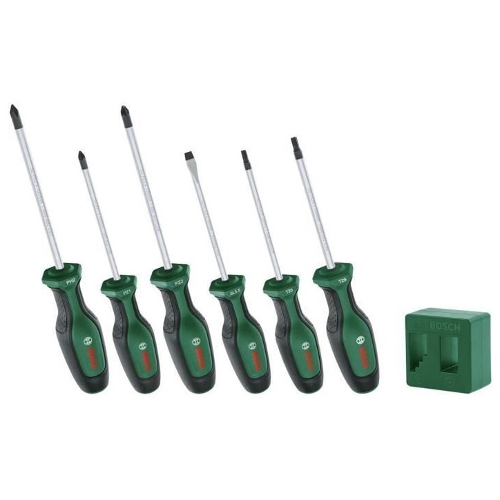 Bosch - Set de 6 tournevis Premium avec magnétiseur (6 tournevis en acier S2 extra dur magnétiseur démagnétiseur) Bosch - Set de 6 tournevis Premium avec magnétiseur (6 tournevis en acier S2 extra dur magnétiseur démagnétiseur)