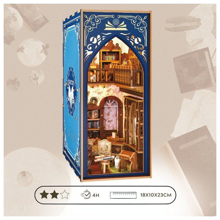 Book Nook - Kit DIY a construire Maquette 3D Serre Livre - Vieille librairie Nookland - 10 x 18 x 23 cm Book Nook - Kit DIY a construire Maquette 3D Serre Livre - Vieille librairie Nookland - 10 x 18 x 23 cm
