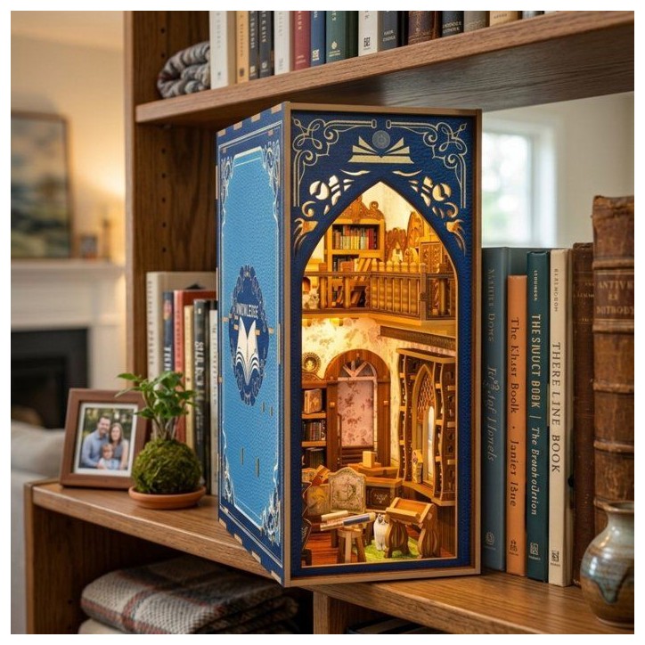 Book Nook - Kit DIY a construire Maquette 3D Serre Livre - Vieille librairie Nookland - 10 x 18 x 23 cm Book Nook - Kit DIY a construire Maquette 3D Serre Livre - Vieille librairie Nookland - 10 x 18 x 23 cm