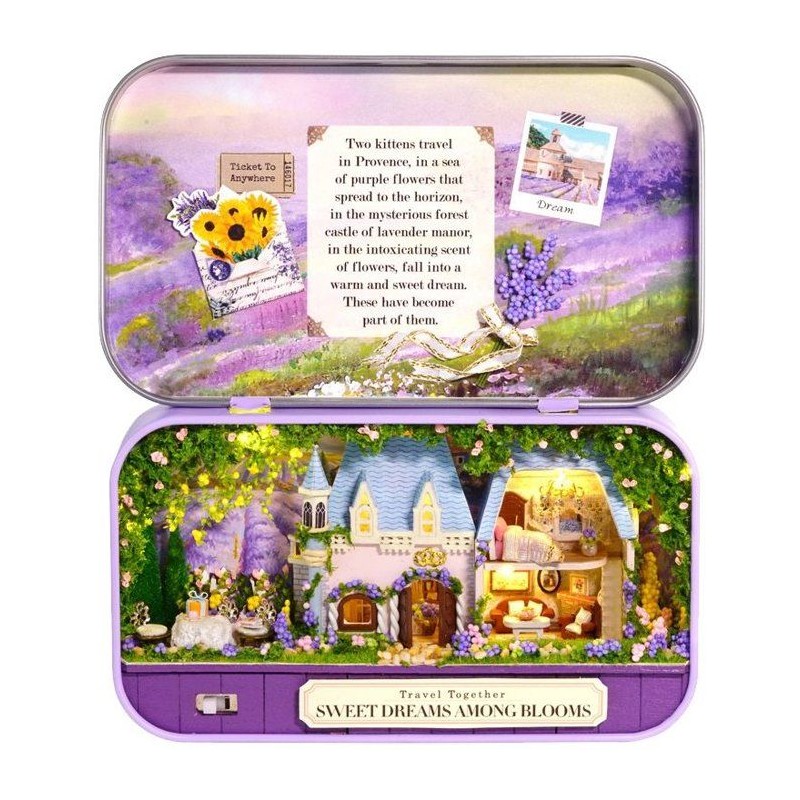 Book Nook - Kit DIY a construire Maquette 3D Serre Livre - Lavande Box