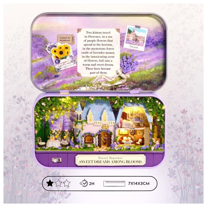 Book Nook - Kit DIY a construire Maquette 3D Serre Livre - Lavande Box Creanook - 14 x 16 x 2,5 cm Book Nook - Kit DIY a construire Maquette 3D Serre Livre - Lavande Box Creanook - 14 x 16 x 2,5 cm