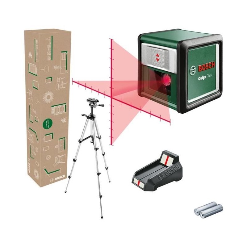 Laser ligne en croix Bosch - Quigo + (Portée 7 m, livré avec piles, Laser ligne en croix Bosch - Quigo + (Portée 7 m, livré avec piles,