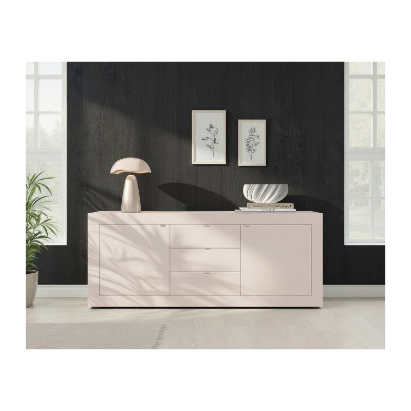 Buffet - BASICO - Panneaux de particules - Cachemire - 2 portes - 3 ti