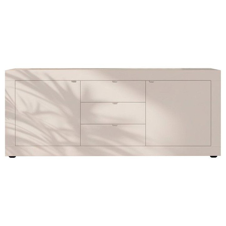 Buffet - BASICO - Panneaux de particules - Cachemire - 2 portes - 3 tiroirs - Style contemporain - 210 x 86 x 42 cm Buffet - BASICO - Panneaux de particules - Cachemire - 2 portes - 3 tiroirs - Style contemporain - 210 x 86 x 42 cm