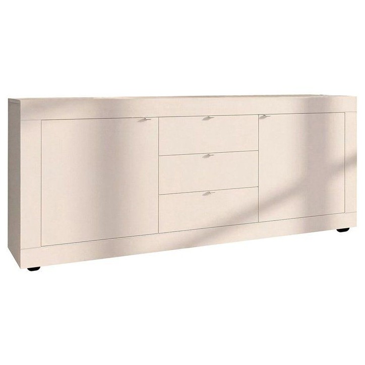 Buffet - BASICO - Panneaux de particules - Cachemire - 2 portes - 3 tiroirs - Style contemporain - 210 x 86 x 42 cm Buffet - BASICO - Panneaux de particules - Cachemire - 2 portes - 3 tiroirs - Style contemporain - 210 x 86 x 42 cm