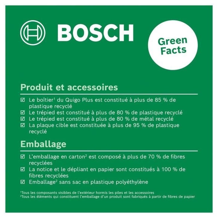 Laser ligne en croix Bosch - Quigo + (Portée 7 m, livré avec piles, trépied 1,1m et coffret)