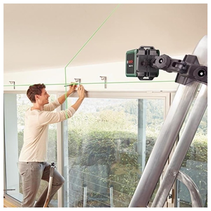 Laser ligne en croix Bosch - Quigo + (Portée 7 m, livré avec piles, trépied 1,1m et coffret)