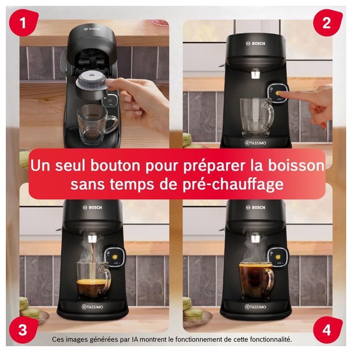Machine a cafe multi-boissons - BOSCH TASSIMO - T17 Harmony TAS172B noir - 0,85l - 1400W - fonction IntensityBoost