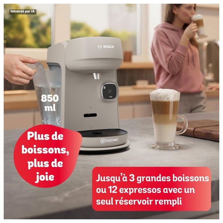 Machine a cafe multi-boissons - BOSCH TASSIMO T17 Harmony - TAS177B creme - 0,85l - 1400W - fonction IntensityBoost