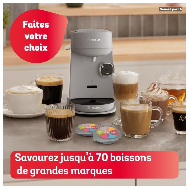 Machine a cafe multi-boissons - BOSCH TASSIMO T17 Harmony - TAS177B creme - 0,85l - 1400W - fonction IntensityBoost