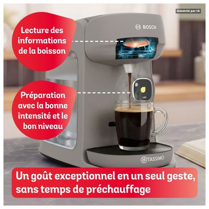 Machine a cafe multi-boissons - BOSCH TASSIMO T17 Harmony - TAS177B creme - 0,85l - 1400W - fonction IntensityBoost