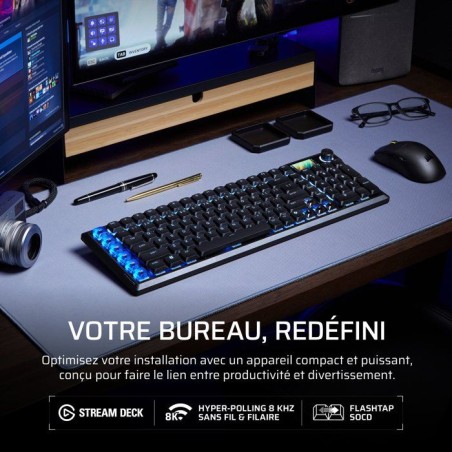 Clavier Gamer - Optique-mécanique OPX Bas Profil - Corsair - VANGUARD AIR 99 WIRELESS - 99% Sans Fil - RGB Noir