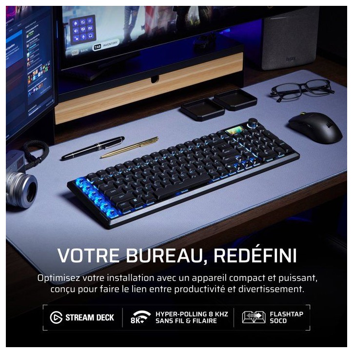 Clavier Gamer - Optique-mécanique OPX Bas Profil - Corsair - VANGUARD AIR 99 WIRELESS - 99% Sans Fil - RGB Noir Clavier Gamer - Optique-mécanique OPX Bas Profil - Corsair - VANGUARD AIR 99 WIRELESS - 99% Sans Fil - RGB Noir