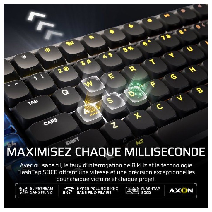 Clavier Gamer - Optique-mécanique OPX Bas Profil - Corsair - VANGUARD AIR 99 WIRELESS - 99% Sans Fil - RGB Noir Clavier Gamer - Optique-mécanique OPX Bas Profil - Corsair - VANGUARD AIR 99 WIRELESS - 99% Sans Fil - RGB Noir