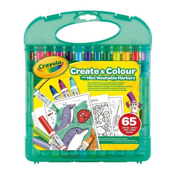 Coffret créatif coloriage - CRAYOLA - Create & Color - 25 mini marqueurs lavables - 40 feuilles