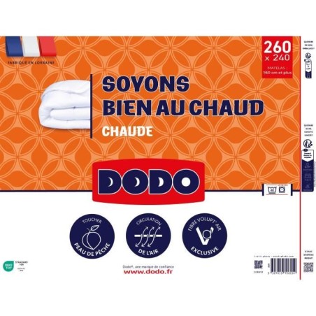 DODO - Couette - Bien au chaud - 240 x 260 - 400g/m² - VOLUPT'AIR - Blanc