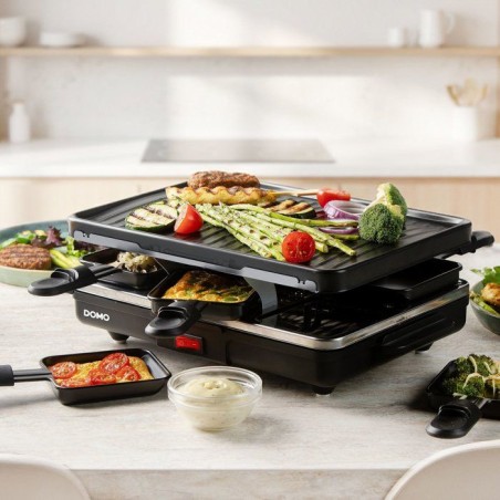 Raclette gril - DOMO - DO9312G - 6 personnes - Plaque gril amovible - 6 poelons inclus - 800 W