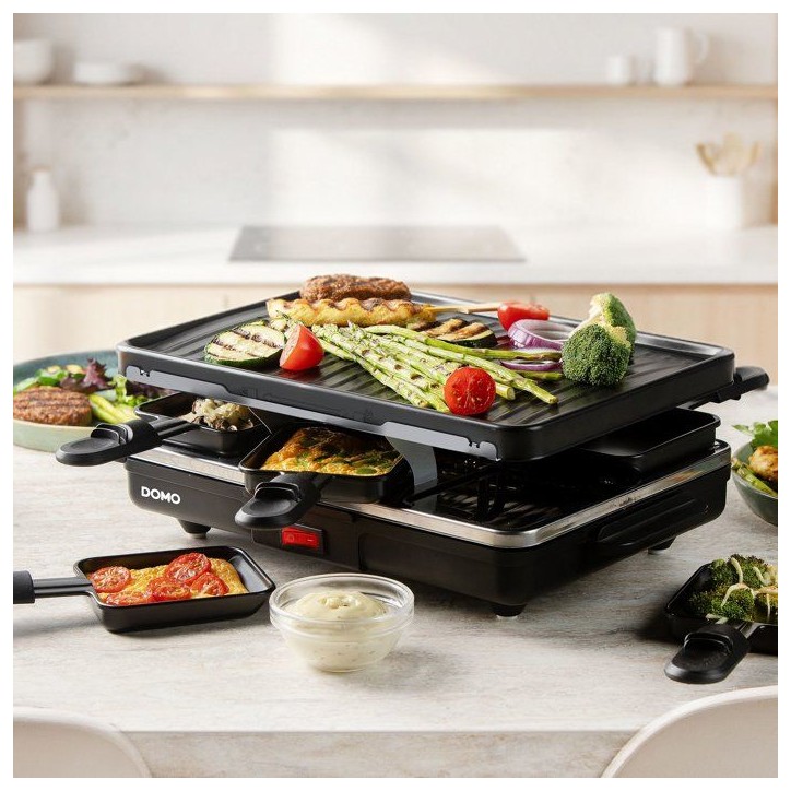 Raclette gril - DOMO - DO9312G - 6 personnes - Plaque gril amovible - 6 poelons inclus - 800 W Raclette gril - DOMO - DO9312G - 6 personnes - Plaque gril amovible - 6 poelons inclus - 800 W