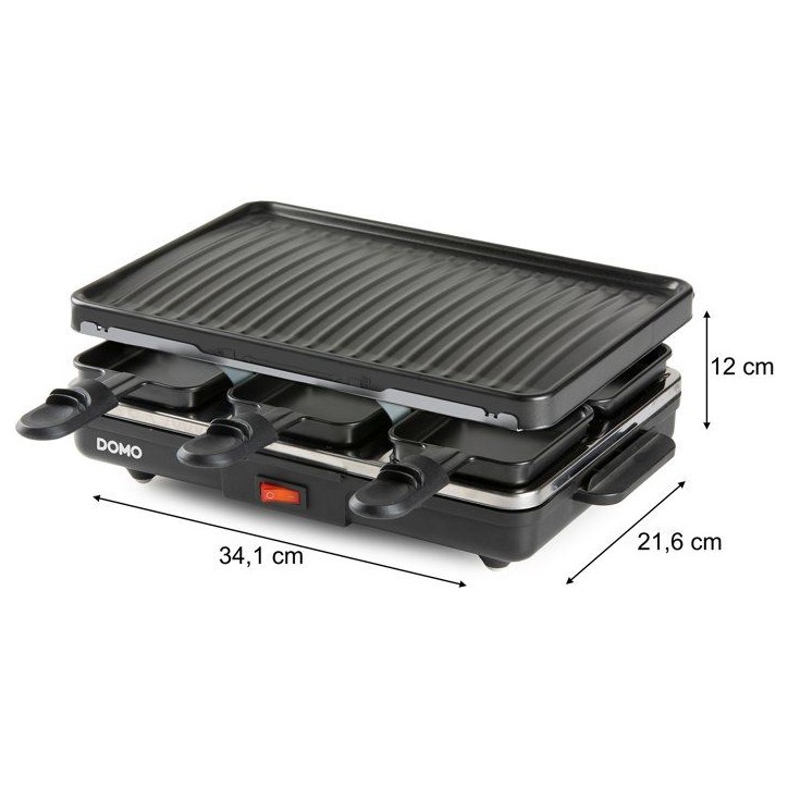 Raclette gril - DOMO - DO9312G - 6 personnes - Plaque gril amovible - 6 poelons inclus - 800 W Raclette gril - DOMO - DO9312G - 6 personnes - Plaque gril amovible - 6 poelons inclus - 800 W