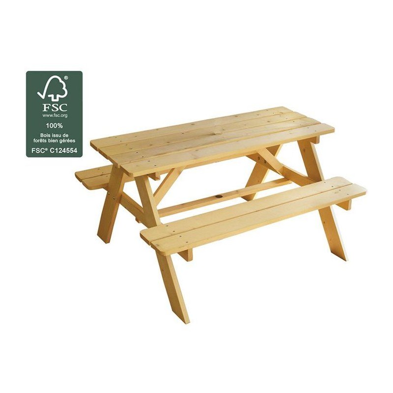 Table pique-nique pour enfant - FUN HOUSE - En bois FSC - 95 x 75 x 51