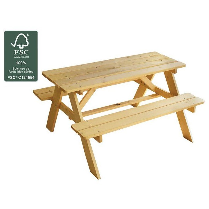 Table pique-nique pour enfant - FUN HOUSE - En bois FSC - 95 x 75 x 51 cm
