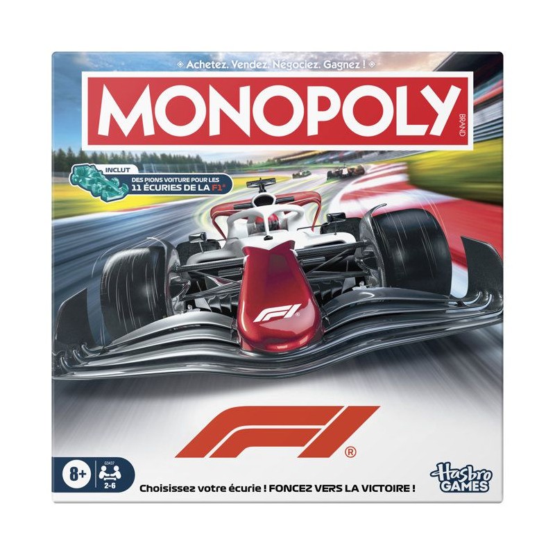 Monopoly Formula 1, jeu de société de plateau, 2 a 4 joueurs, jeux p