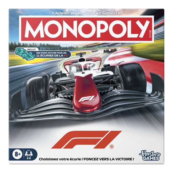 Monopoly Formula 1, jeu de société de plateau, 2 a 4 joueurs, jeux pour enfants et fans de Pokémon, env. 45 minutes, des 8 an Monopoly Formula 1, jeu de société de plateau, 2 a 4 joueurs, jeux pour enfants et fans de Pokémon, env. 45 minutes, des 8 an