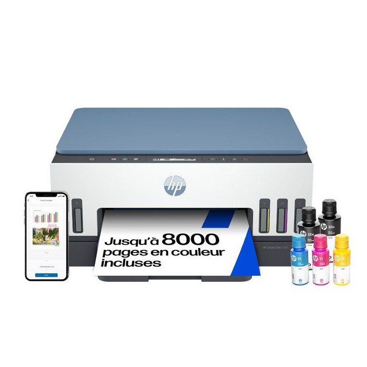 Imprimante Multifonction - HP - Smart Tank 7006 – Wi-Fi et Bluetooth - Réservoir d'encre – Couleurs Imprimante Multifonction - HP - Smart Tank 7006 – Wi-Fi et Bluetooth - Réservoir d'encre – Couleurs