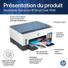 Imprimante Multifonction - HP - Smart Tank 7006 – Wi-Fi et Bluetooth - Réservoir d'encre – Couleurs