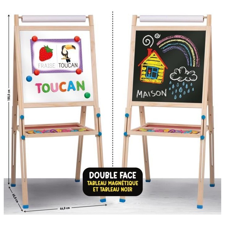 Tableau évolutif - LISCIANI - Montessori - Grand tableau en bois - Réglable et magnétique - Activités éducatives