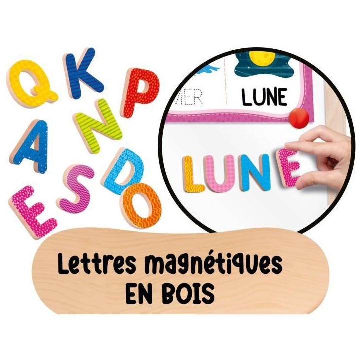 Tableau évolutif - LISCIANI - Montessori - Grand tableau en bois - Réglable et magnétique - Activités éducatives