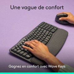 Clavier - Sans fil - Logitech - Wave Keys - AZERTY - Blanc