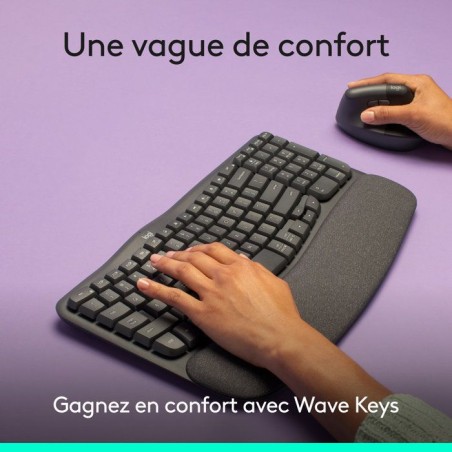 Clavier - Sans fil - Logitech - Wave Keys - AZERTY - Blanc
