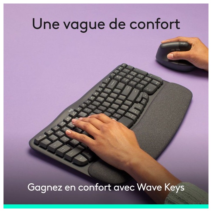 Clavier - Sans fil - Logitech - Wave Keys - AZERTY - Blanc