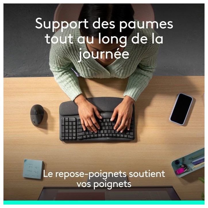 Clavier - Sans fil - Logitech - Wave Keys - AZERTY - Blanc