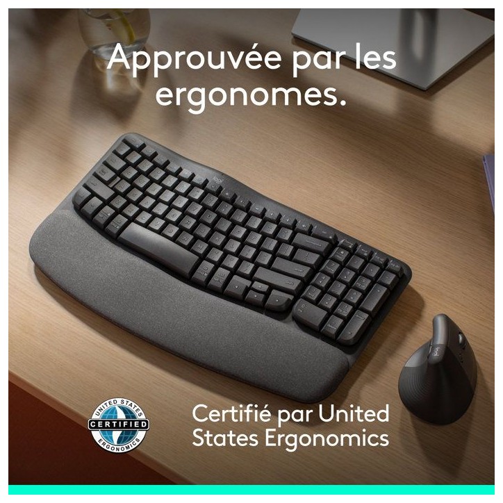 Clavier - Sans fil - Logitech - Wave Keys - AZERTY - Blanc
