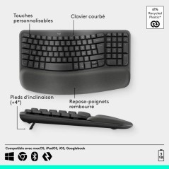 Clavier - Sans fil - Logitech - Wave Keys - AZERTY - Blanc