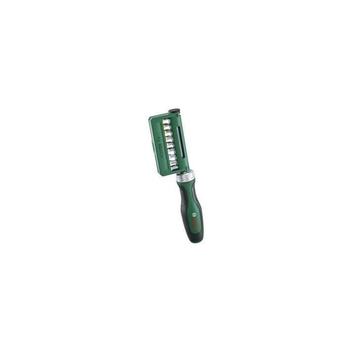 Bosch Set de 19 tournevis a cliquet a embout (36 dents porte-embout magnétique Softgrip 18 emb. acier S2 barrette clipsable)