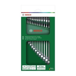 Bosch Set de 15 clés mixtes (clés plates robustes universelles métr
