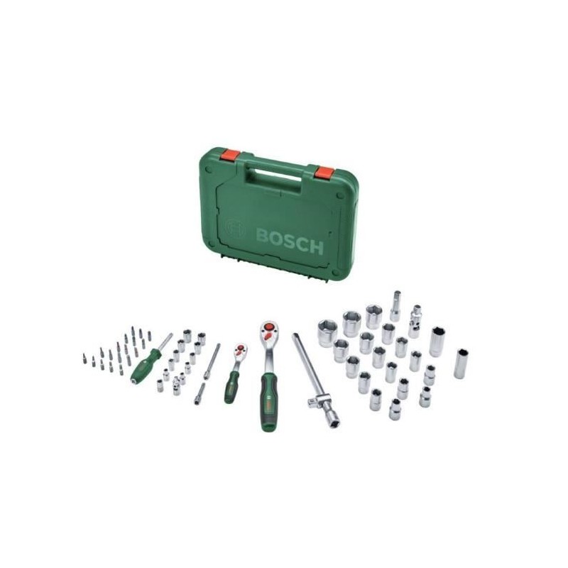 Bosch Set de 57 cliquets 1/4 + 1/2 (pour divers bricolages 55 accessoi Bosch Set de 57 cliquets 1/4 + 1/2 (pour divers bricolages 55 accessoi