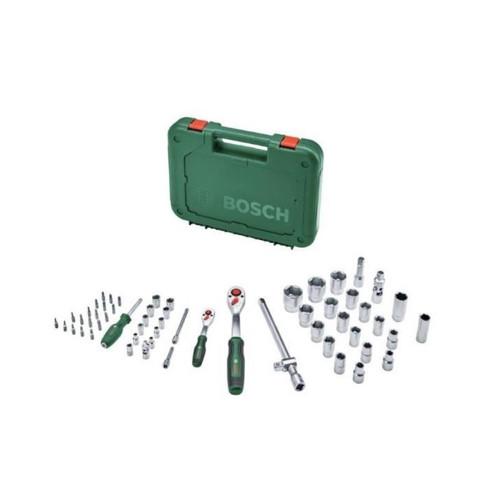 Bosch Set de 57 cliquets 1/4 + 1/2 (pour divers bricolages 55 accessoires couple élevé Softgrip coffret de transport) Bosch Set de 57 cliquets 1/4 + 1/2 (pour divers bricolages 55 accessoires couple élevé Softgrip coffret de transport)