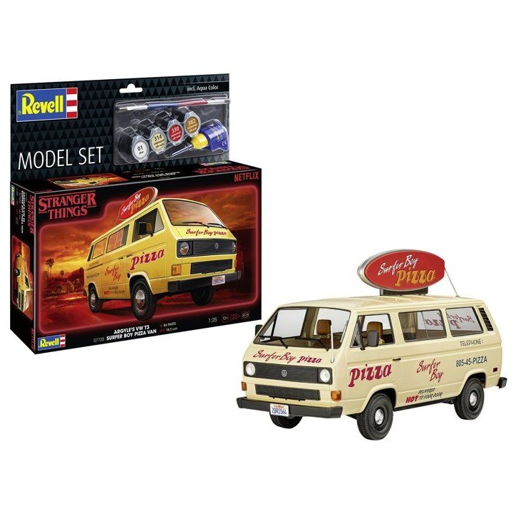 Maquette de voiture - REVELL - Model Set - Stranger Things - Argyle's VWT3 Surfer Boy - Avec colle, peintures et accessoires Maquette de voiture - REVELL - Model Set - Stranger Things - Argyle's VWT3 Surfer Boy - Avec colle, peintures et accessoires