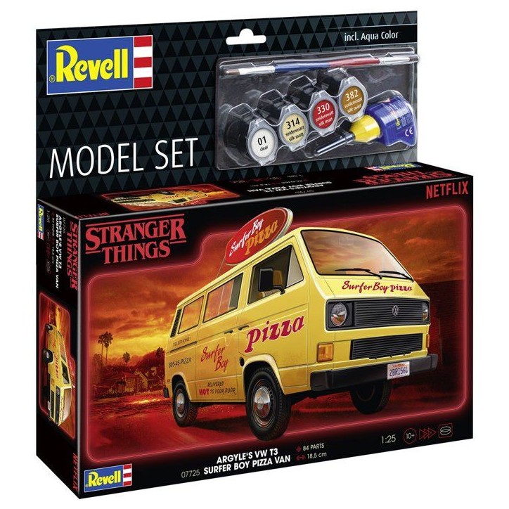 Maquette de voiture - REVELL - Model Set - Stranger Things - Argyle's VWT3 Surfer Boy - Avec colle, peintures et accessoires Maquette de voiture - REVELL - Model Set - Stranger Things - Argyle's VWT3 Surfer Boy - Avec colle, peintures et accessoires