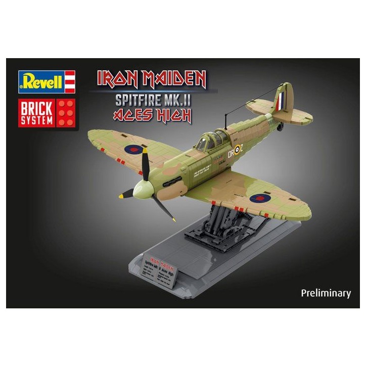 Avion a construire - REVELL - Brick System - Iron Maiden Spitfire MK.II Aces High - 61 cm - 2802 briques Avion a construire - REVELL - Brick System - Iron Maiden Spitfire MK.II Aces High - 61 cm - 2802 briques